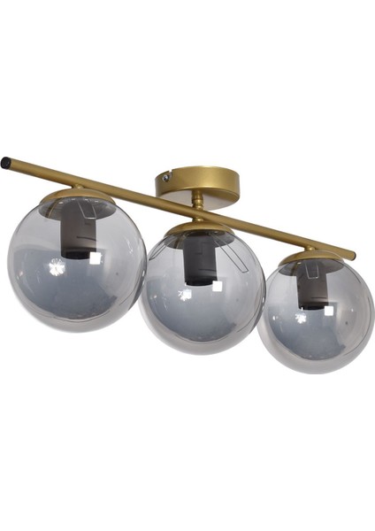 Nika Modern Salon - Mutfak - Yatak Odası Eskitme Füme Cam Modern 3 Lü Avize