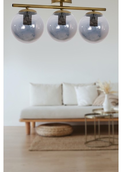 Nika Modern Salon - Mutfak - Yatak Odası Eskitme Füme Cam Modern 3 Lü Avize modelleri