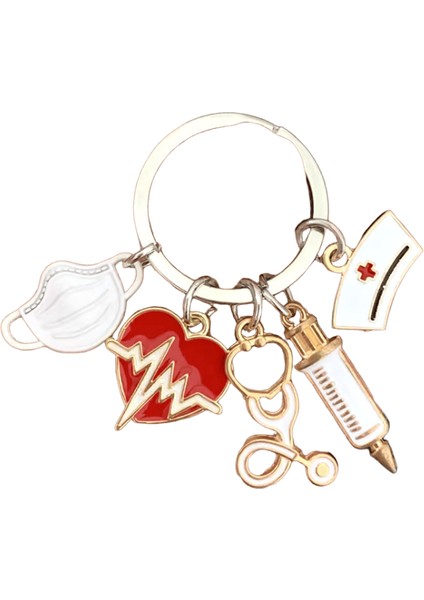 Tıbbi Alet Doktor Anahtarlık Kalp Atışı Stetoskop Şırınga Hemşire Kap Anahtarlık Hemşire Hediyeleri El Yapımı Takı Çanta Süsleri Charm (Yurt Dışından)