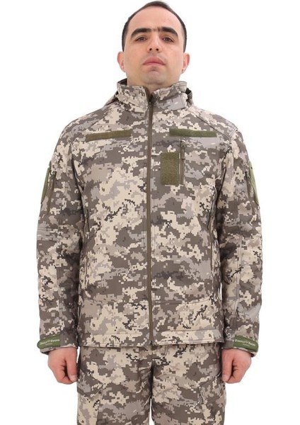Su&rüzgâr Geçirmez Kapüşonlu Softshell Kışlık Erkek Mont