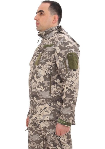 Su&rüzgâr Geçirmez Kapüşonlu Softshell Kışlık Erkek Mont