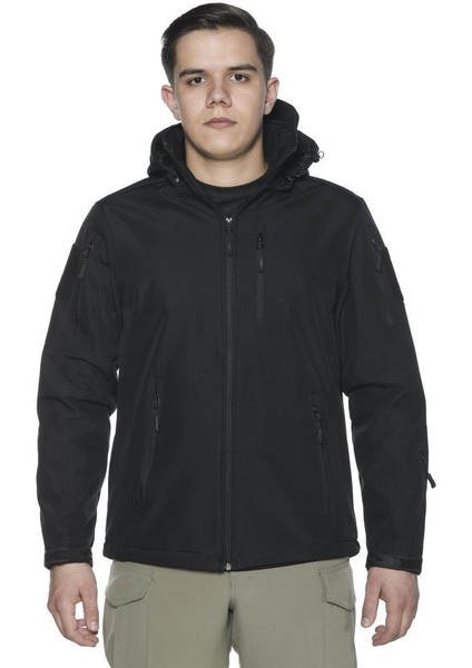 Su&rüzgâr Geçirmez Kapüşonlu Softshell Kışlık Erkek Mont