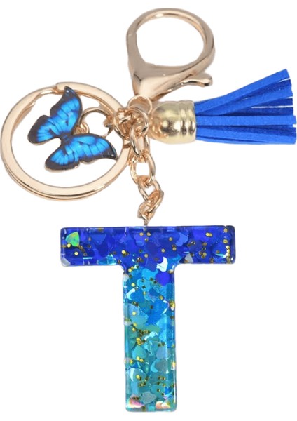 26 Ingilizce Alfabe Harf Püsküller Anahtarlık Kristal Akrilik Kelebek Sarkık Anahtarlık Kadın Hediye Moda Takı Aksesuarlarırenk: T / Boyut: 55MM (Yurt Dışından)