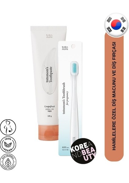 Hamileler Için Greyfurt Aromalı Vegan Diş Macunu 120G ve 0.01 mm Özel Diş Fırçası