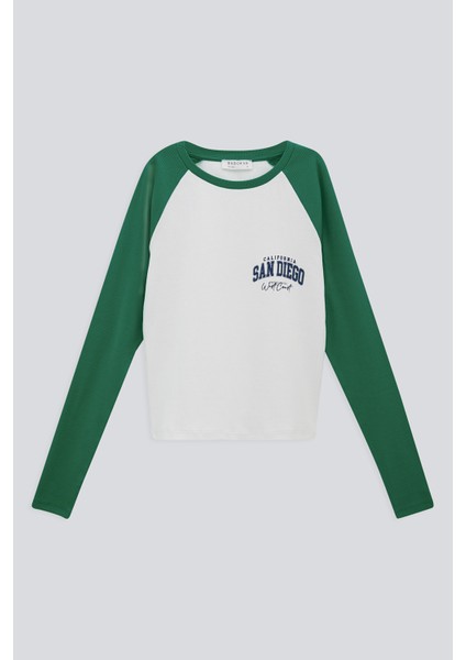 Baskılı Reglan Uzun Kol T-Shırt