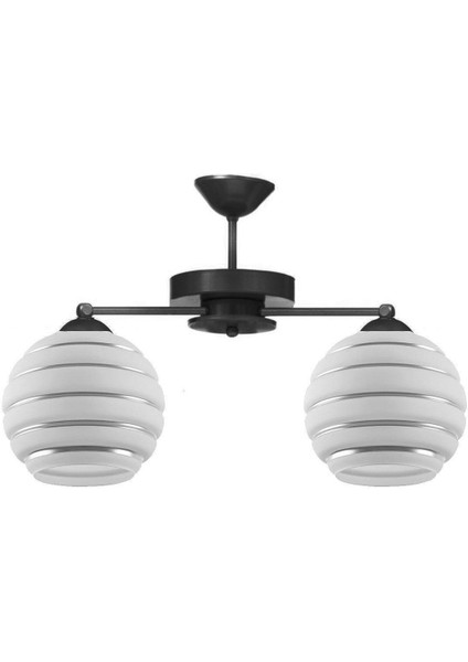 Lüks Tasarım Modern Salon - Mutfak - Yatak Odası Plofonyer Camlı Ikili Avize