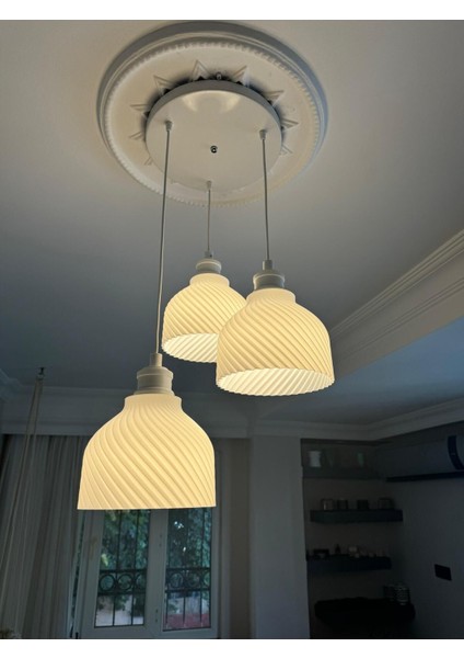Elegan 3'lü Beyaz Sarkıt Avize - 3 Başlıklı Avize Modern Tasarım Yatak Odası Salon Yemek Odası fiyatları