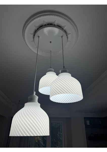 Elegan 3'lü Beyaz Sarkıt Avize - 3 Başlıklı Avize Modern Tasarım Yatak Odası Salon Yemek Odası fırsatları