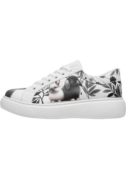 Kadın Vegan Deri Beyaz Sneakers - Fluffy Tasarım modelleri