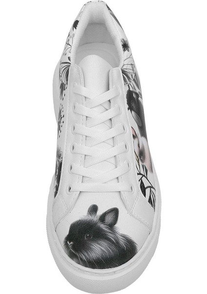 Kadın Vegan Deri Beyaz Sneakers - Fluffy Tasarım indirimleri