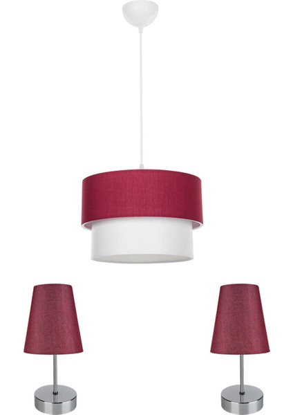 Yatak Odası Aydınlatma Set Bordo