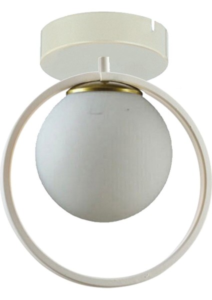 Peri Metal Halka Salon - Mutfak - Yatak Odası Beyaza Beyaz Tekli Avize