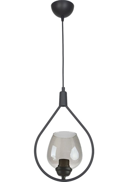 Deco 110 Modern Tasarım Salon - Mufak - Yatak Odası - Siyah Renk Füme Camlı Sarkıt Tekli Avize