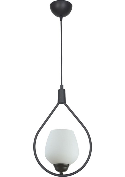 Deco 110 Modern Tasarım Salon - Mufak - Yatak Odası - Siyah Renk Beyaz Camlı Sarkıt Tekli Avize