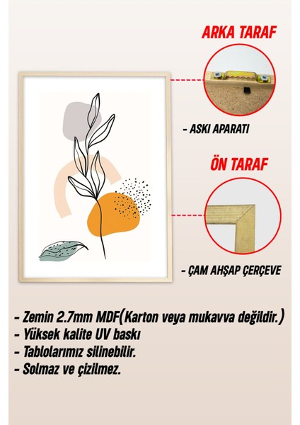 Dekorize Mdf Tablo Seti 3 Parça 3 mm -Çerçeveli Tablo Seti Salon Oturma Odası Için Duvar Dekoru 3033