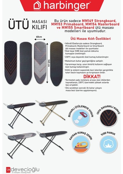 MM004 Özel Keçeli Isıya Dayanıklı Ütü Masası Bezi Kılıfı 40 x 140 cm modelleri