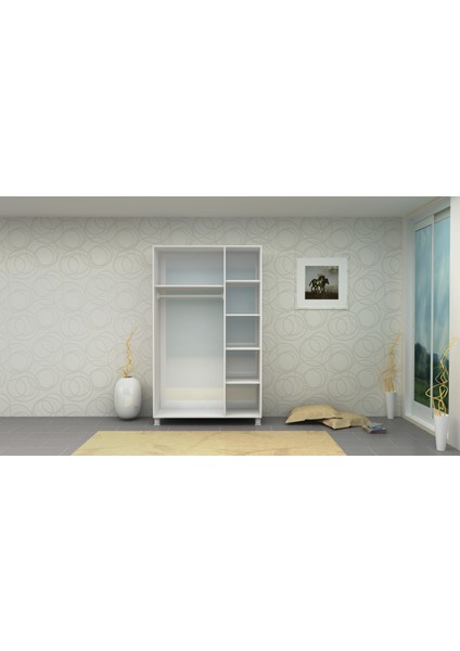 3 Kapaklı Gardırop PARLAK BEYAZ MDFLAM 205 cm *130 cm * 53 cm 3KGM001 modelleri