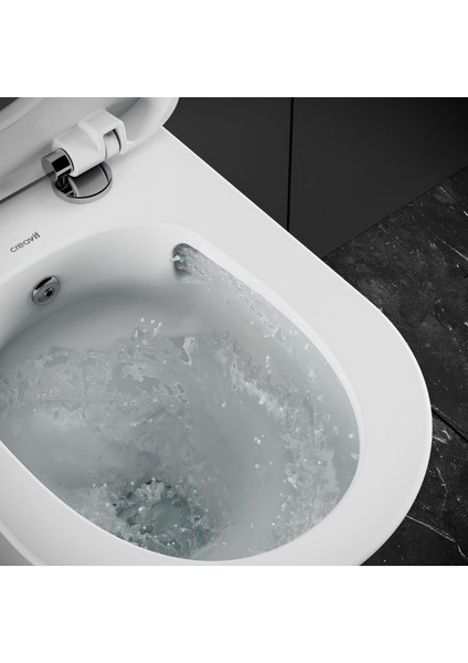 Nora Vortex Beyaz Asma Klozet NO323, Creavit Nora Duck Duroplast Yavaş Kapak