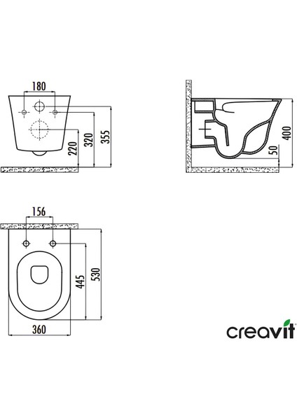 Nora Vortex Beyaz Asma Klozet NO323, Creavit Nora Duck Duroplast Yavaş Kapak indirimleri
