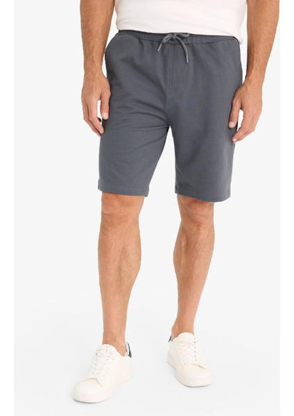 Slim Fit Dar Kesim Cepli Basic Düz Bermuda Şort W1105AZ24SM