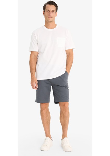 Slim Fit Dar Kesim Cepli Basic Düz Bermuda Şort W1105AZ24SM
