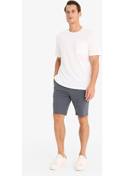Slim Fit Dar Kesim Cepli Basic Düz Bermuda Şort W1105AZ24SM