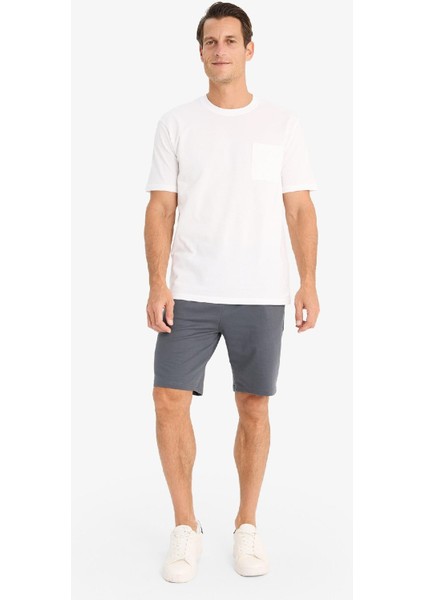 Slim Fit Dar Kesim Cepli Basic Düz Bermuda Şort W1105AZ24SM