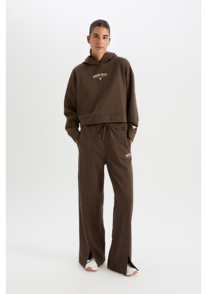 Fit Kalın Eşofman Altı Wide Leg Geniş Paça Cepli Standart Boy D4989AX24AU