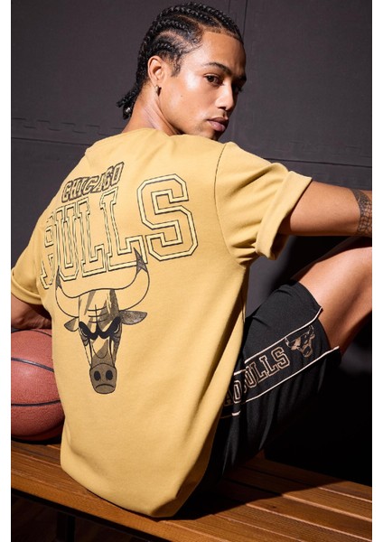 Defactofit Nba Chicago Bulls Oversize Geniş Kalıp Bisiklet Yaka Kısa Kollu TIŞÖRT E0347AX25SP