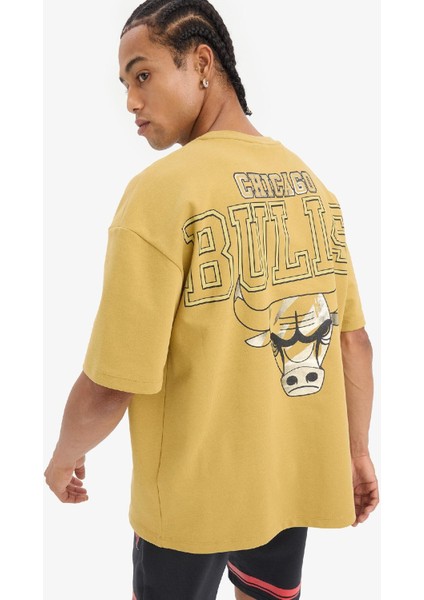 Defactofit Nba Chicago Bulls Oversize Geniş Kalıp Bisiklet Yaka Kısa Kollu TIŞÖRT E0347AX25SP