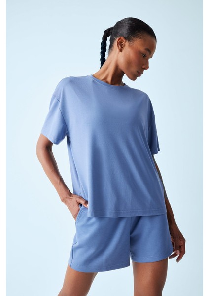 Defactofit Oversize Geniş Kalıp Bisiklet Yaka Sporcu Modal Kısa Kollu TIŞÖRT E2932AX25SM