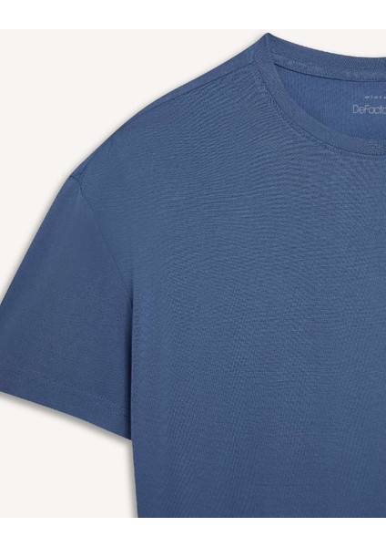 Defactofit Oversize Geniş Kalıp Bisiklet Yaka Sporcu Modal Kısa Kollu TIŞÖRT E2932AX25SM