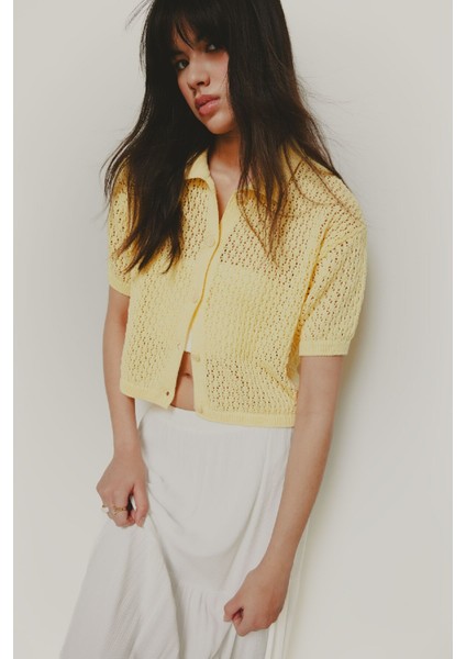 Slim Fit Dar Kesim Polo Yaka Düğmeli Kroşe Hırka E4723AX25SP