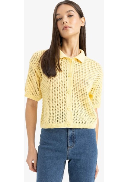 Slim Fit Dar Kesim Polo Yaka Düğmeli Kroşe Hırka E4723AX25SP indirimleri