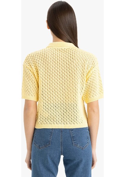 Slim Fit Dar Kesim Polo Yaka Düğmeli Kroşe Hırka E4723AX25SP