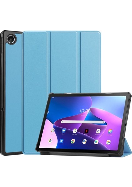 Lenovo Tab M10 Plus 10.6 3rd Gen 2022 Için Deri Tablet Kılıfı - Koyu Mavi (Yurt Dışından)
