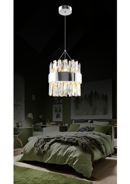 Roxy Tekli Taşlı Sarkıt LED Avize Kristal Taş Salon Yatak Odası Avize Aydınlatma