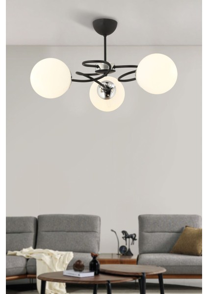 Narin 3 Lü Modern (Beyaz Camlı) Salon Yatak Odası Mutfak Genç Odası Avize