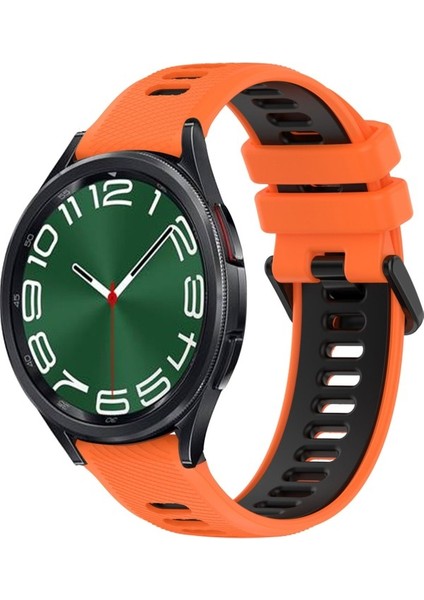 Samsung Galaxy Watch 6 Clic Için 20MM Silikon Kayış 47MM Siyah+Yeşil (Yurt Dışından)