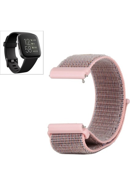 Fit Versa / Versa 2 Için Kanca ve Halka Bağlantı Elemanlı Mavi Naylon Saat Bandı (Yurt Dışından)