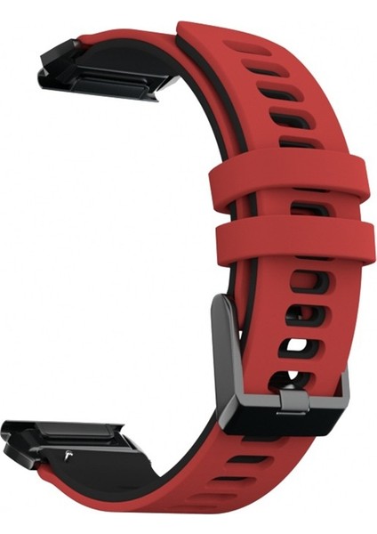 Garmin Fenix ​​6 Kırmızı Siyah Için Silikon Kayış (Yurt Dışından)