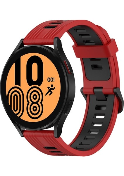 Samsung Galaxy Watch 4 44MM Kırmızı+Siyah Için Silikon Watch Band (Yurt Dışından)