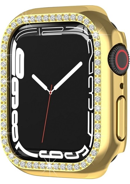 Apple Watch Uyumlu S Için Pc Tek Sıra Elmas Kılıf 7 41 mm Altın (Yurt Dışından)