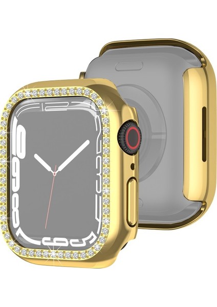 Apple Watch Uyumlu S Için Pc Tek Sıra Elmas Kılıf 7 41 mm Altın (Yurt Dışından)