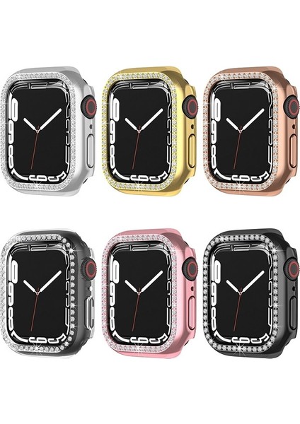 Apple Watch Uyumlu S Için Pc Tek Sıra Elmas Kılıf 7 41 mm Altın (Yurt Dışından)