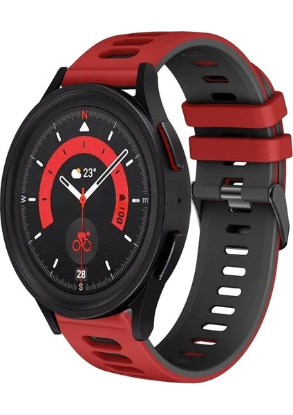 Samsung Galaxy Watch 5 44MM Kırmızı+Siyah Için Silikon Watch Band (Yurt Dışından)