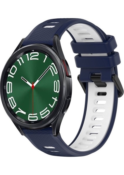 Samsung Galaxy Watch 6 Clic Için 20MM Silikon Kayış 47MM Siyah+Yeşil (Yurt Dışından)