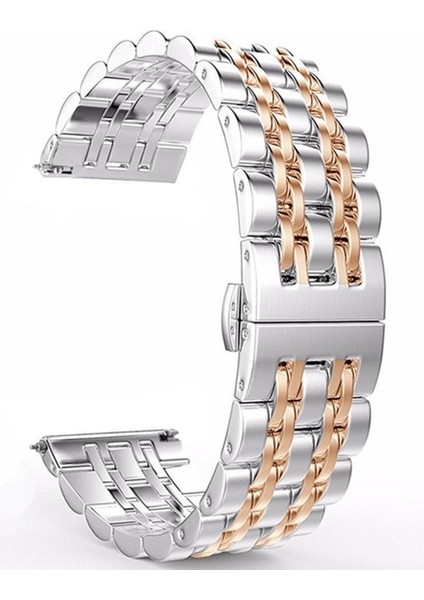 20 mm Kadınlar Sürüm Yedi Boncuklu Çelik Kayış Siyah Altın (Yurt Dışından)