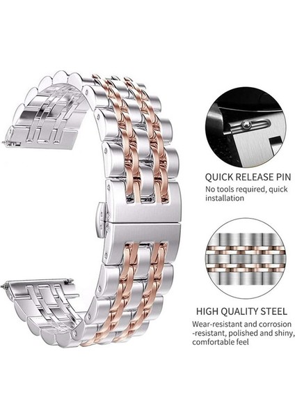 20 mm Kadınlar Sürüm Yedi Boncuklu Çelik Kayış Siyah Altın (Yurt Dışından) fırsatları