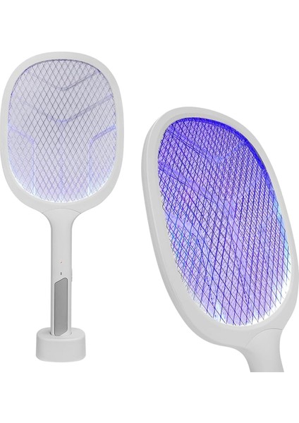 Güncelçarşı Type-C Şarjlı Uv Işıklı Sinek Raketi 1200MAH 3000V Çıkış Dik Durabilen Uv Mor Işıklı Elektrikli Raket Sinek Kovucu, Asonic AS-A25